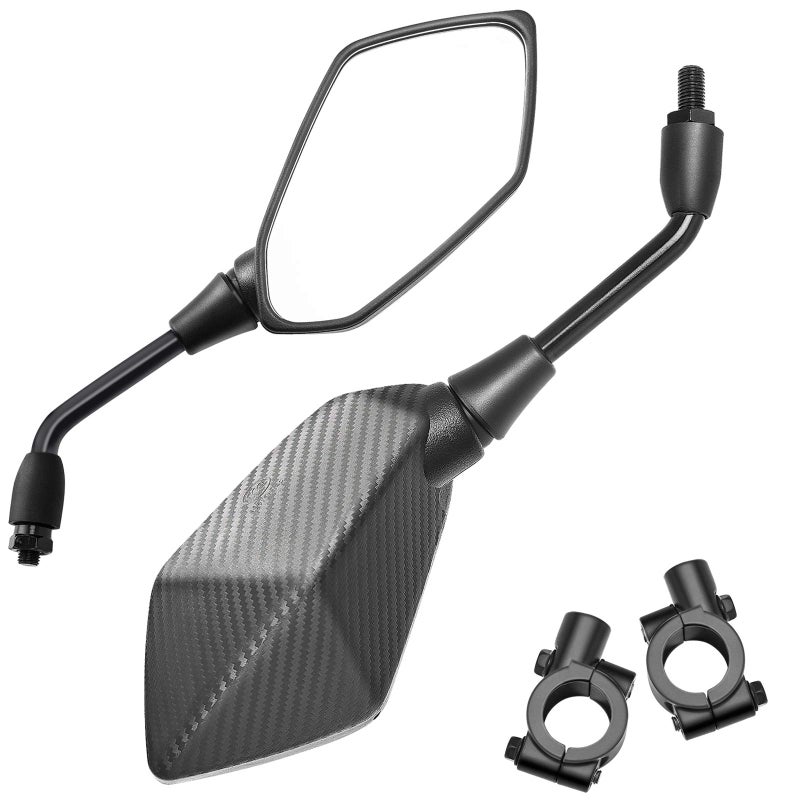 Trkimal Universal Adjustable Motorcycle Rear View Mirror - Rhombus Convex Mirror with 10mm Clockwise Thread Bolt, 7/8â€ Mount Clamps for Handle Bar of Motorcycle, Scooter, Atv, Etc. - Image 1